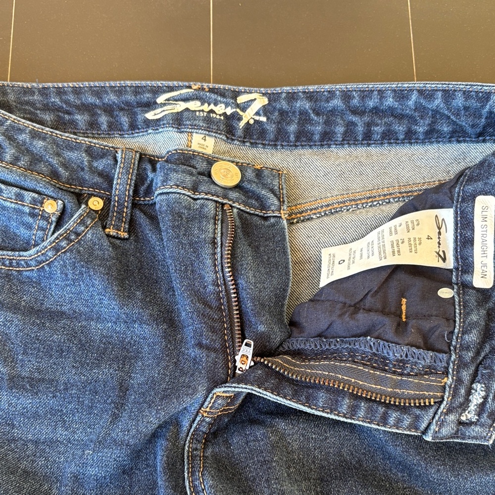 Seven7 Women’s Dark Blue Slim Straight Jeans